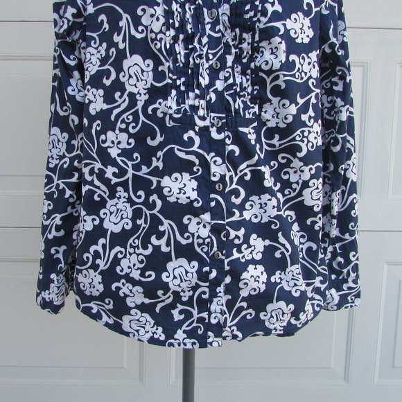 Charter Club navy white tuxedo button down shirt 10 - Picture 4 of 7